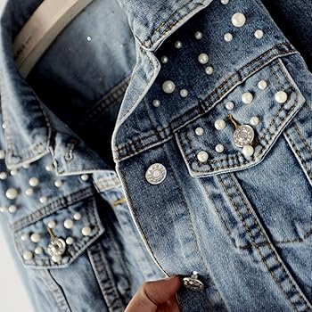 Ankecity Oversize Pearl Embroidered Women's Ripped